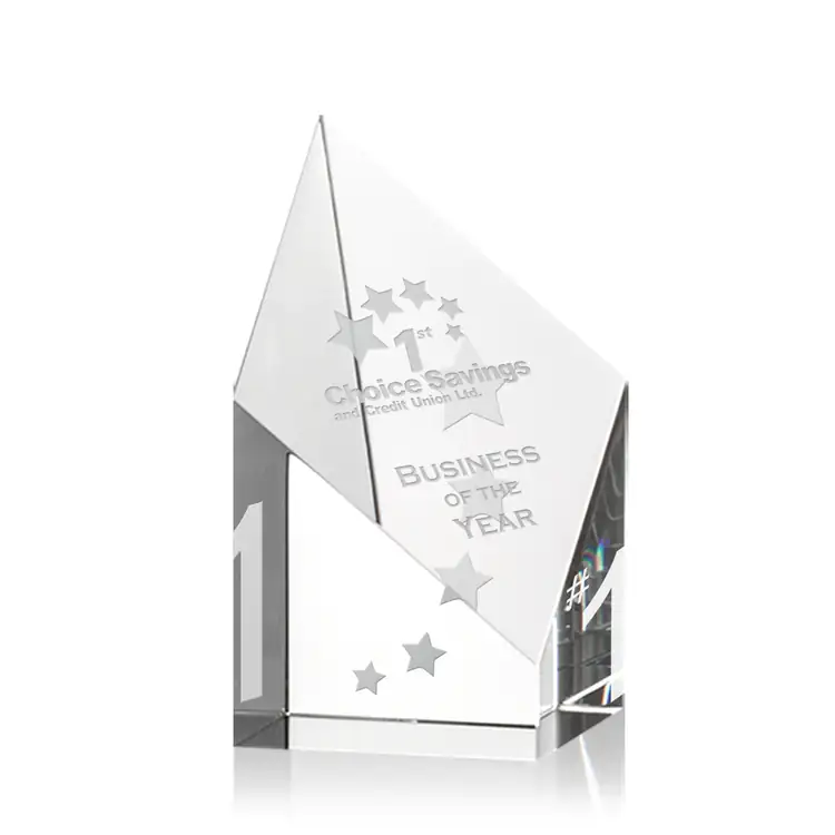 Vertex Optical Crystal Paperweight - Deep Etch