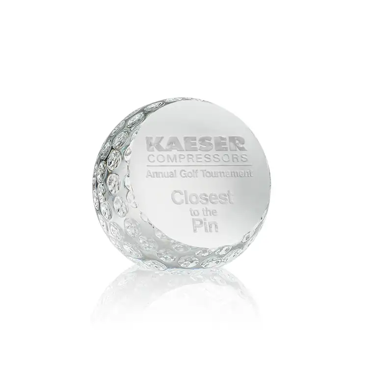 Presse-papiers balle de golf en cristal optique - Gravure #2