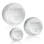 Optical Crystal Golf Ball Paperweight - Deep Etch