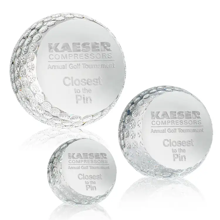 Presse-papiers balle de golf en cristal optique - Gravure