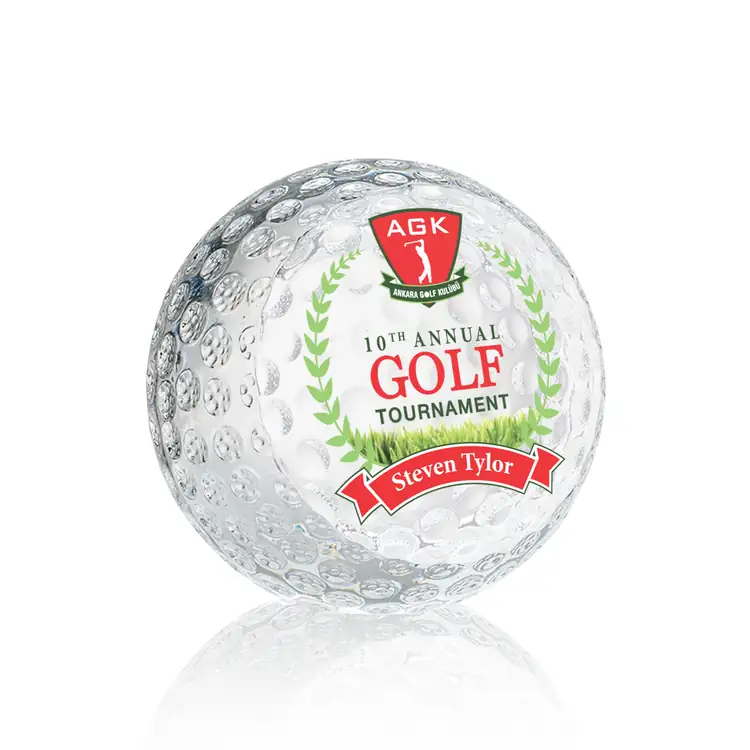 Optical Crystal Golf Ball Paperweight - Multicolor #3