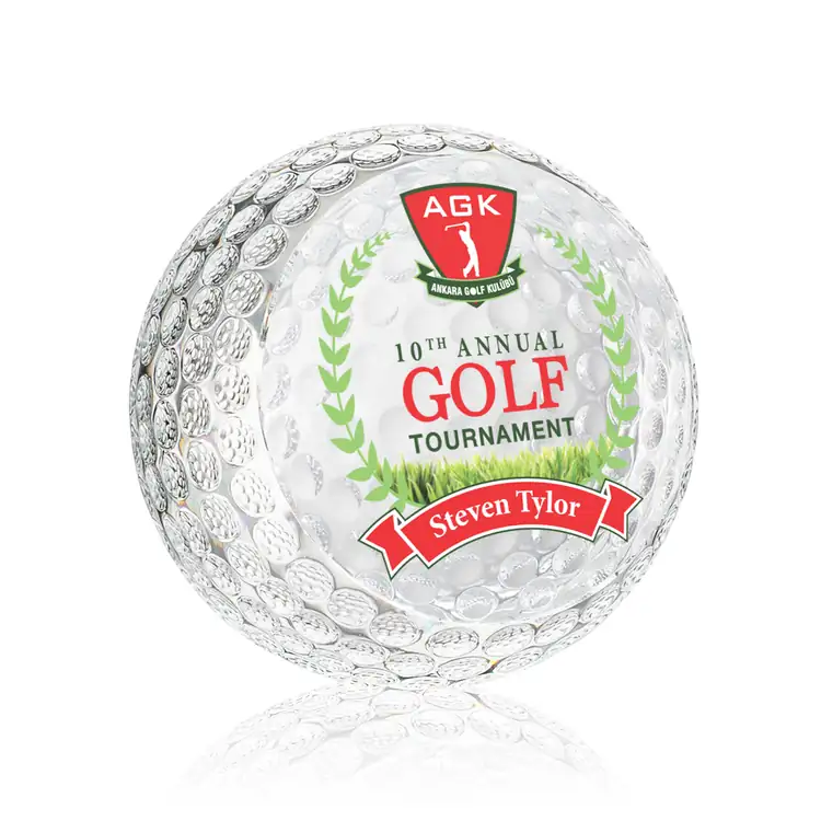 Optical Crystal Golf Ball Paperweight - Multicolor #4