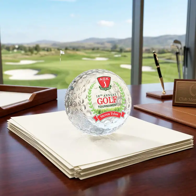 Optical Crystal Golf Ball Paperweight - Multicolor #5