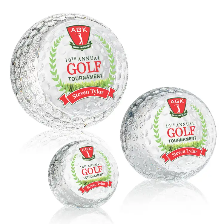 Optical Crystal Golf Ball Paperweight - Multicolor