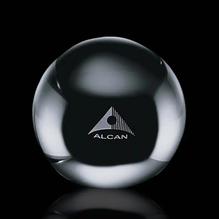 Optical Crystal Ball Paperweight - Deep Etch