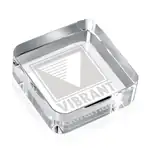 Square Optical Crystal Paperweight - Deep Etch