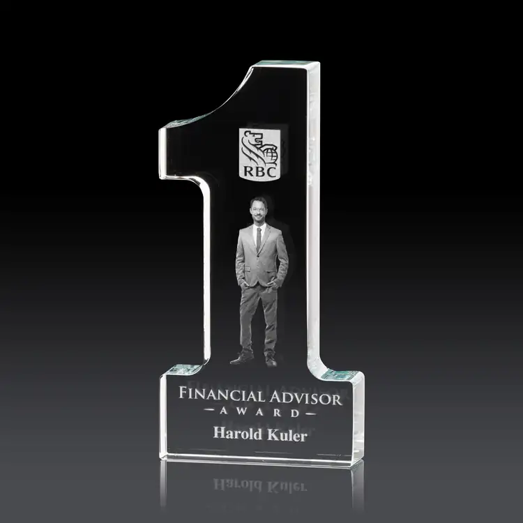 Number 1 Optical Crystal Paperweight - 3D Engraving