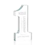 Number 1 Optical Crystal Paperweight - Deep Etch
