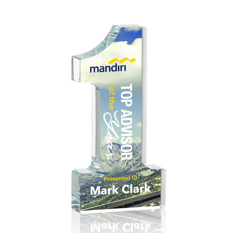 Number 1 Optical Crystal Paperweight - Multicolor