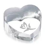 Slanted Heart Optical Crystal Paperweight - Deep Etch