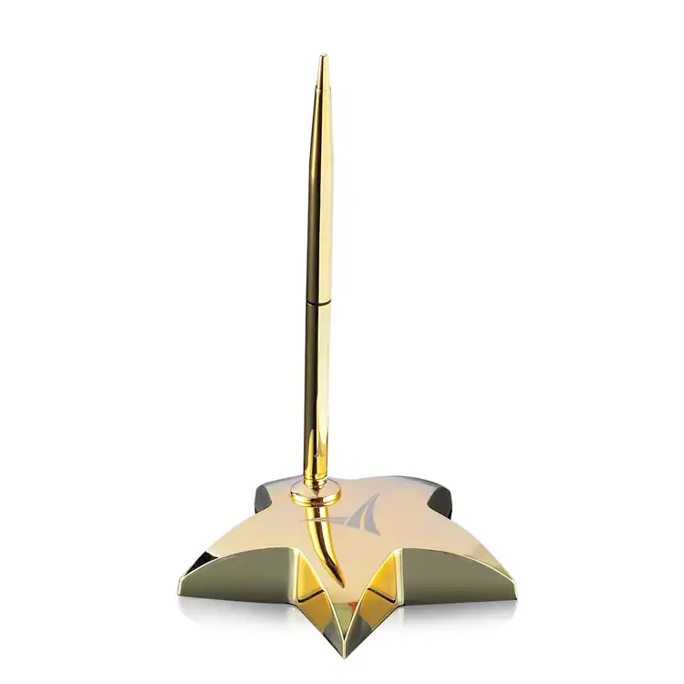 Hollister Star Paperweight with Pen - Gold