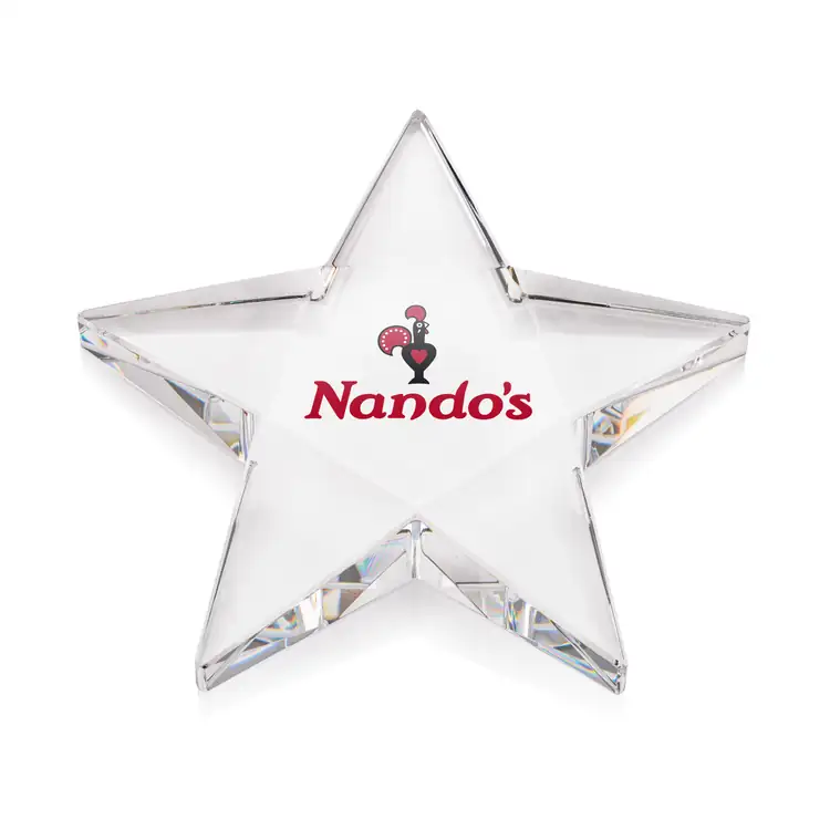 Pentagon Star Optical Crystal Paperweight - Multicolor
