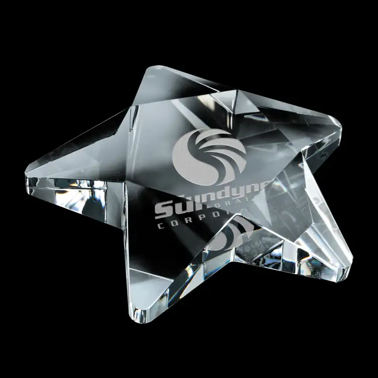 Pentagon Optical Crystal Star Paperweight
