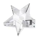 Slanted Star Optical Crystal Paperweight - Deep Etch