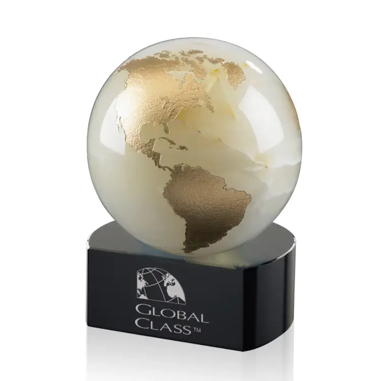 Marble Globe Paperweight on Crescent Base #2