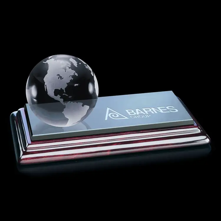 Globe Paperweight on Sommerville Base - Deep Etch