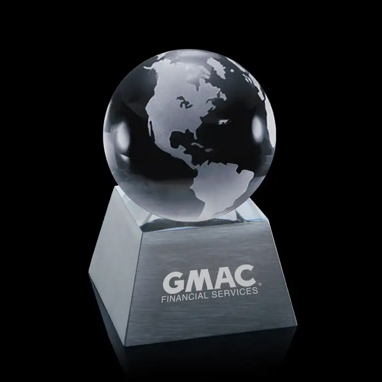 Globe Paperweight on Aluminum Base - Laser Engraving