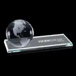Globe Paperweight on Starfire Crystal Base - Deep Etch