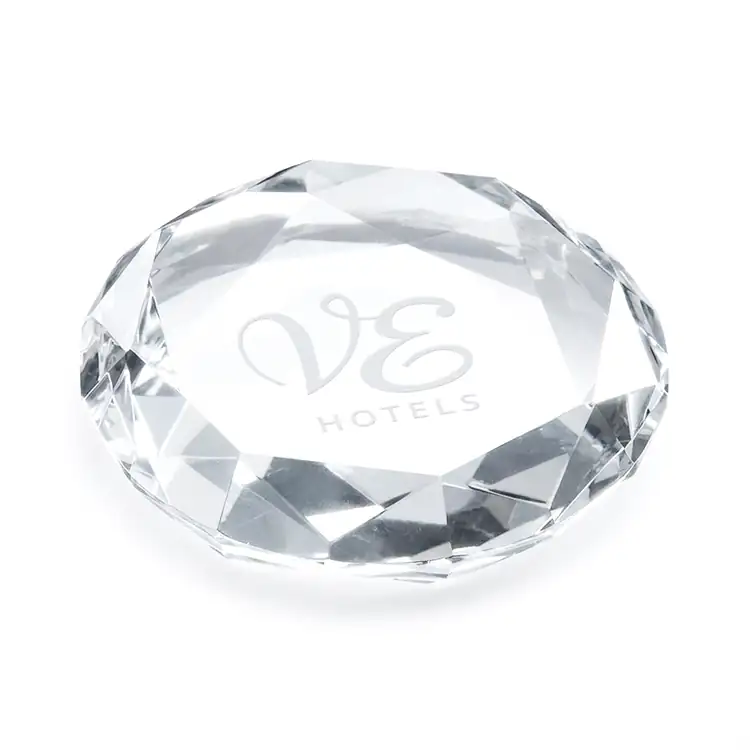 Amherst Octagonal Optical Crystal Paperweight - Deep Etch
