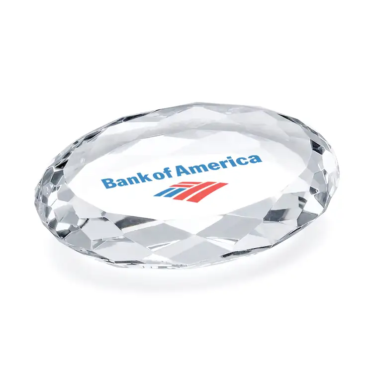 Amherst Oval Optical Crystal Paperweight - Multicolor