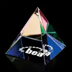 Prismatic Optical Crystal Pyramid Paperweight - Deep Etch
