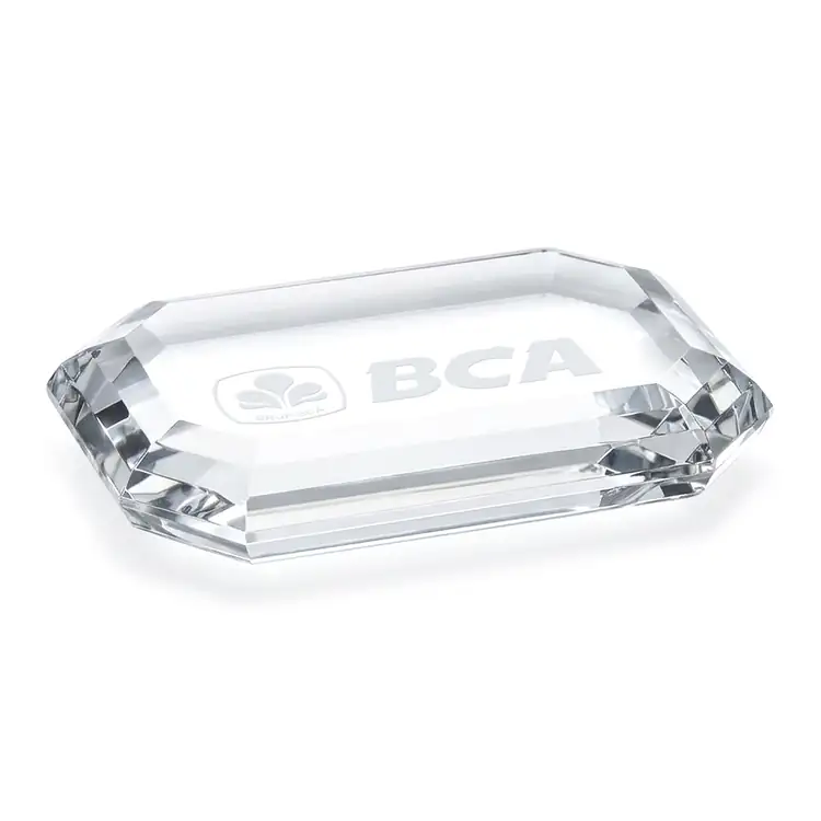 Amherst Rectangular Optical Crystal Paperweight - Deep Etch