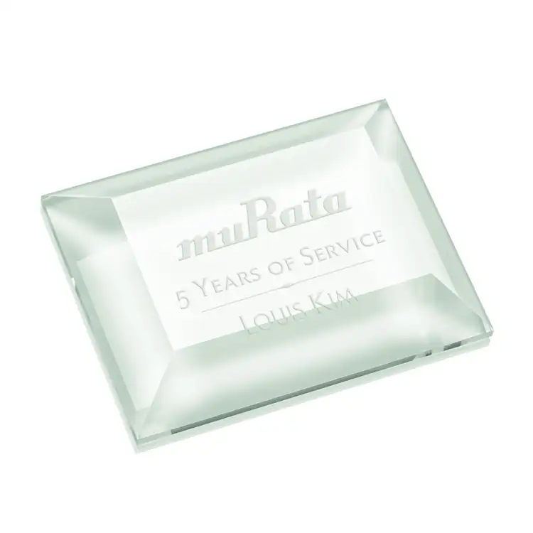 Claughton Rectangular Jade Glass Paperweight - Deep Etch