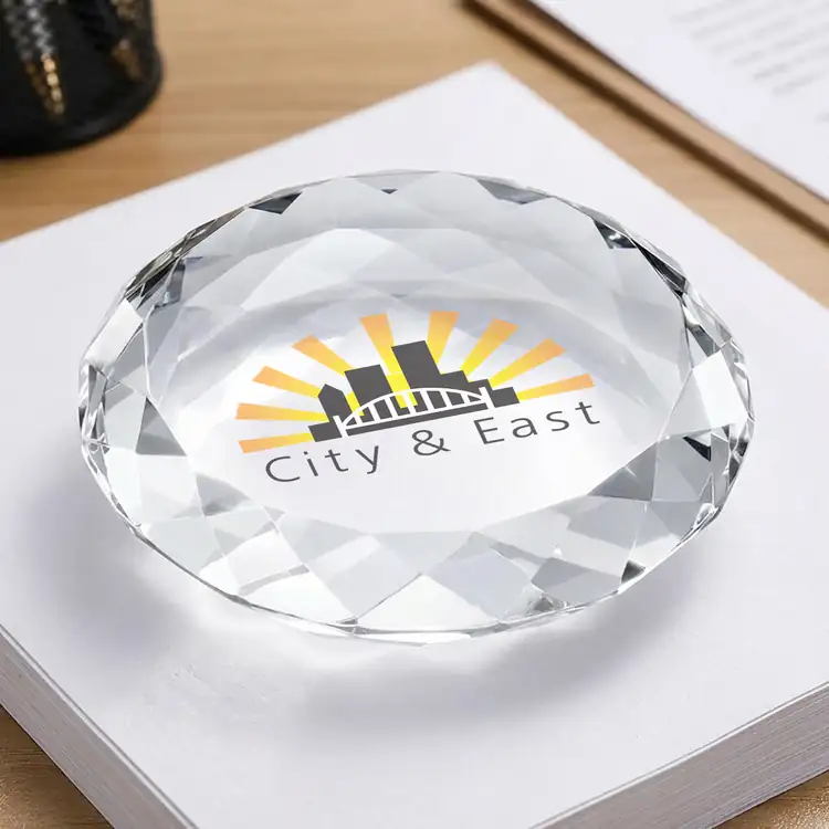 Amherst Round Optical Crystal Paperweight - Multicolor #2