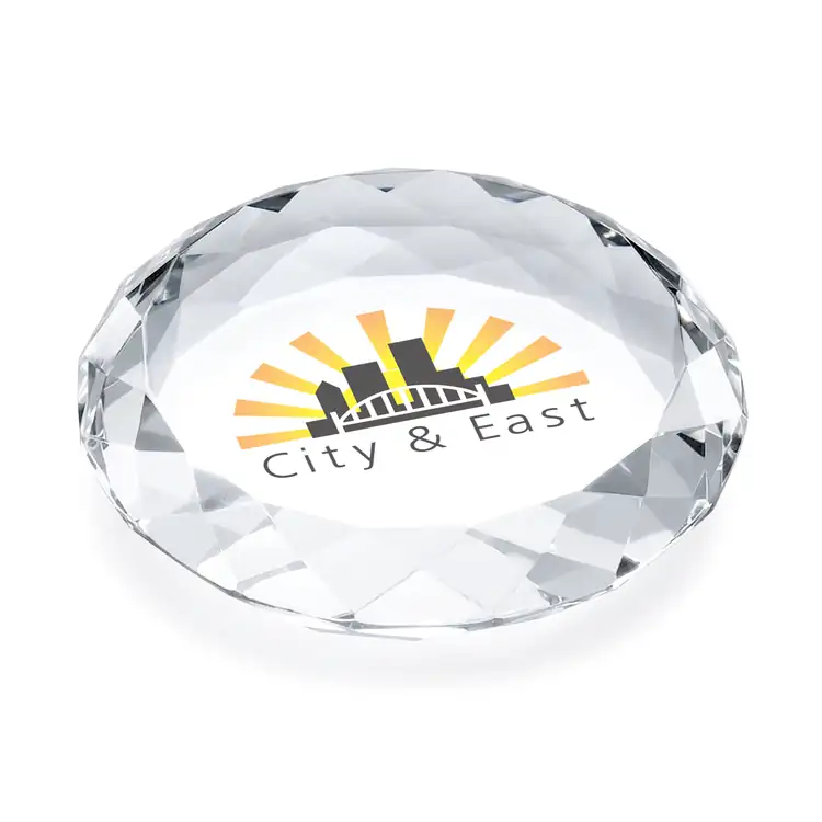 Amherst Round Optical Crystal Paperweight - Multicolor