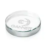 Barrie Round Starfire Crystal Paperweight - Deep Etch