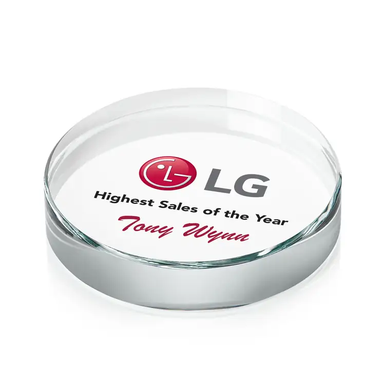 Barrie Round Starfire Crystal Paperweight - Multicolor