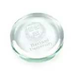 Harper Round Jade Glass Paperweight - Deep Etch