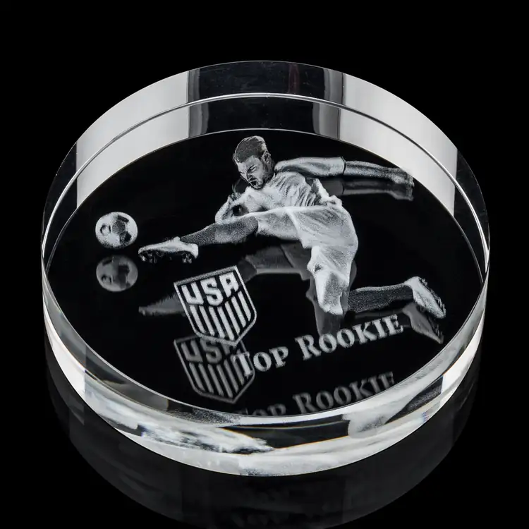 Medina Round Optical Crystal Paperweight - 3D Engraving