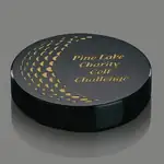 Round Black Marble Paperweight - Deep Etch & Color