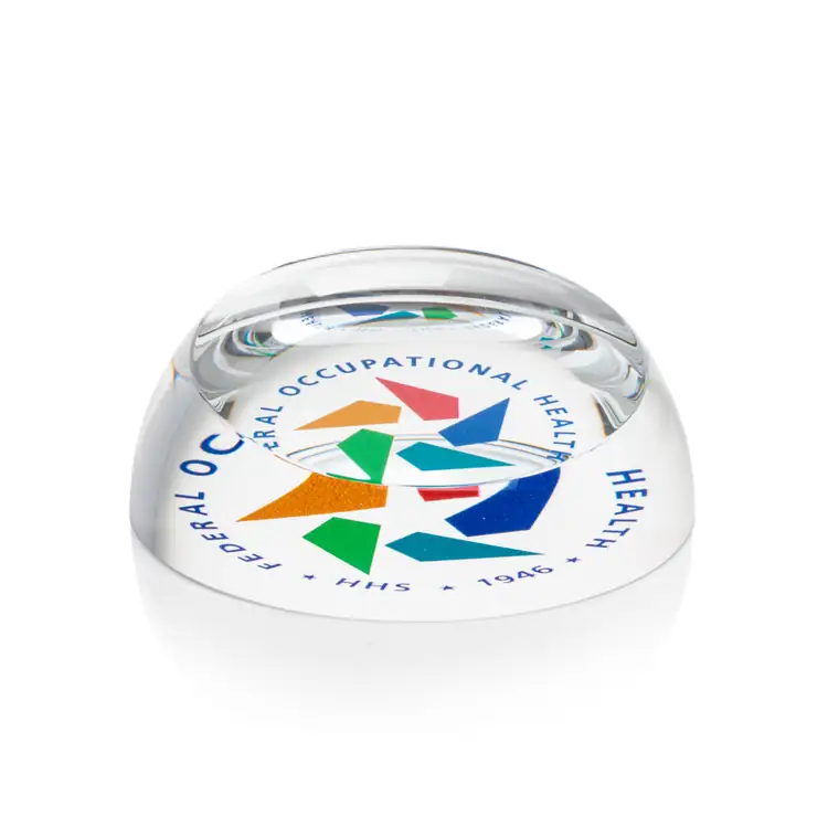 Round Slanted Optical Crystal Paperweight - Multicolor #2