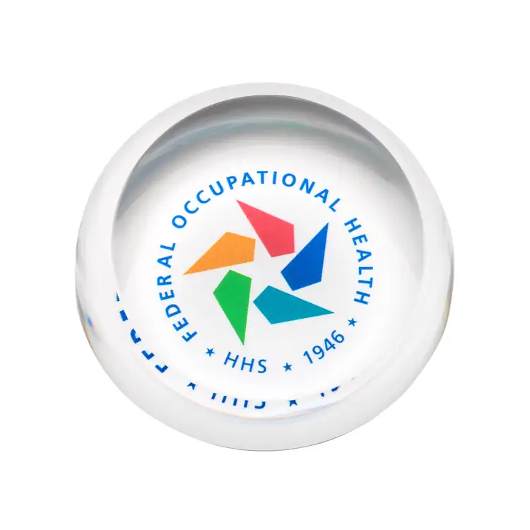 Round Slanted Optical Crystal Paperweight - Multicolor