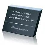 Trapezoid Black Granite Paperweight - Deep Etch