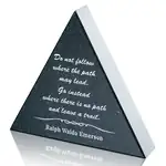 Triangular Black Granite Paperweight - Deep Etch