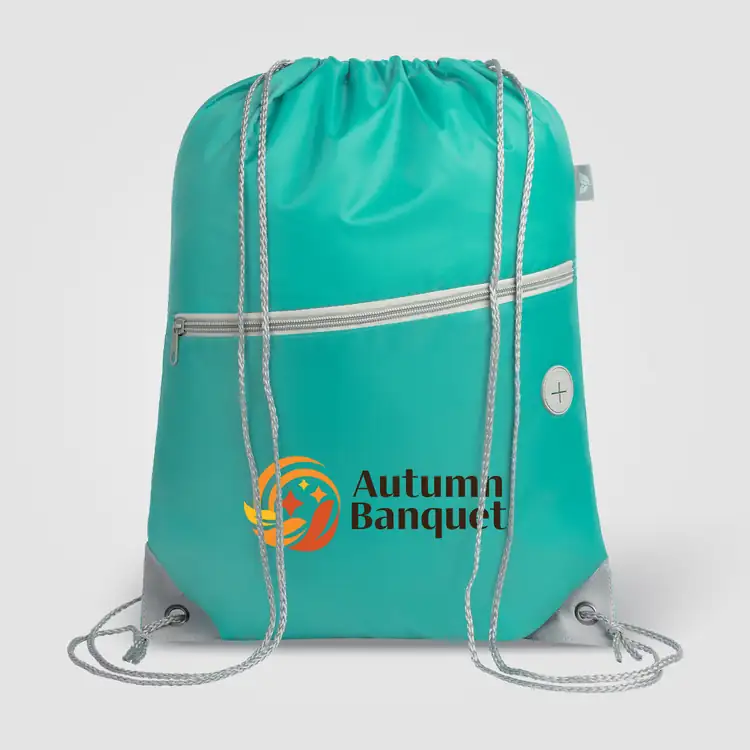 Vilda Recycled Polyester Drawstring Backpack with Zippered Front Pocket #11