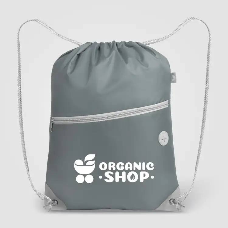 Vilda Recycled Polyester Drawstring Backpack with Zippered Front Pocket #14