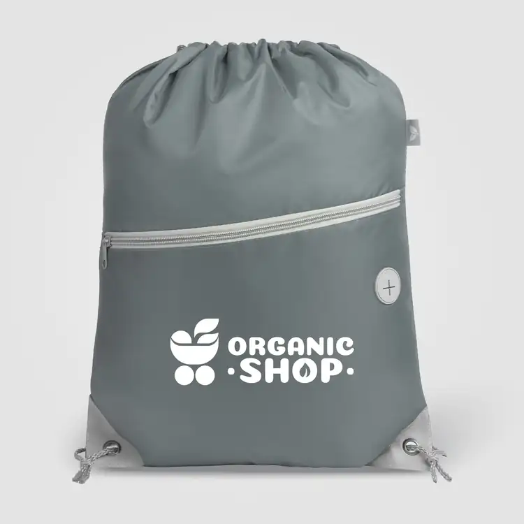 Vilda Recycled Polyester Drawstring Backpack with Zippered Front Pocket #16