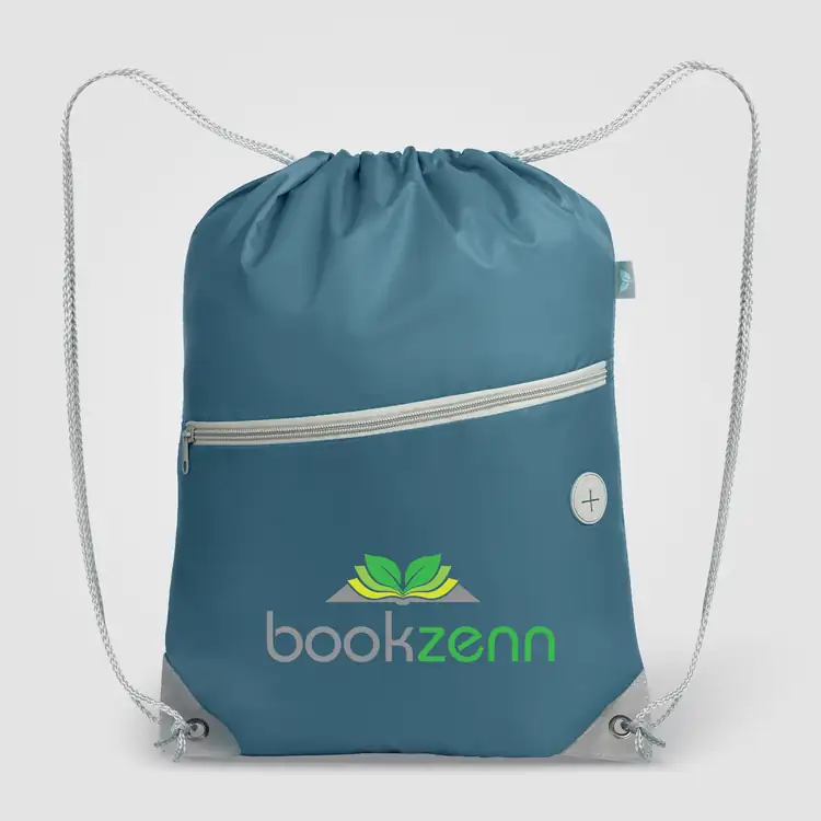 Vilda Recycled Polyester Drawstring Backpack with Zippered Front Pocket #30