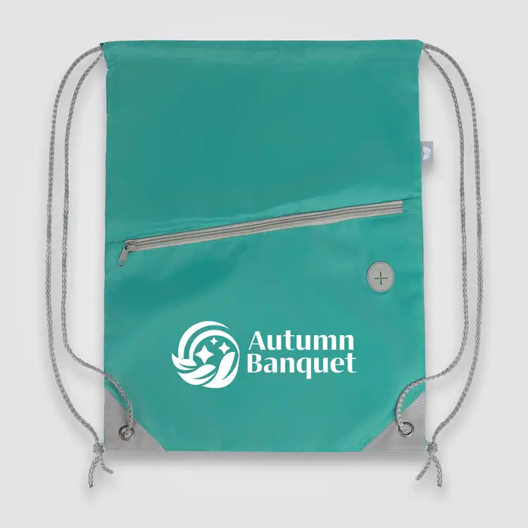 Vilda Recycled Polyester Drawstring Backpack with Zippered Front Pocket #4