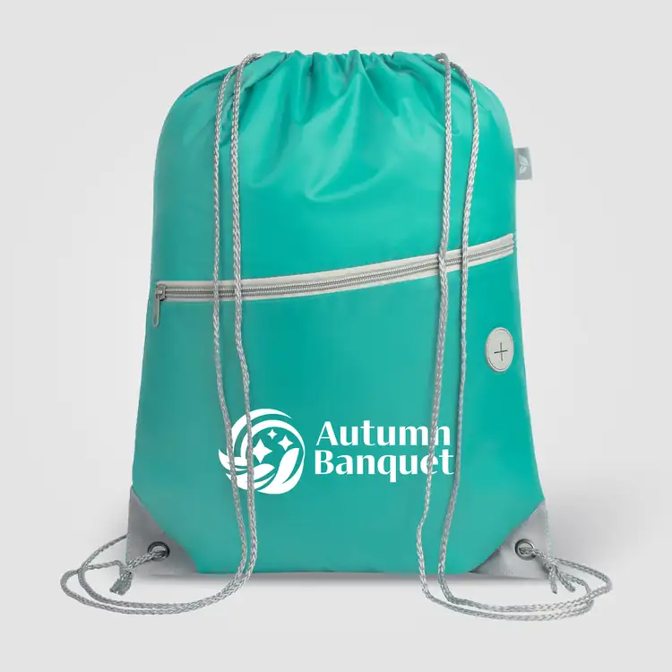 Vilda Recycled Polyester Drawstring Backpack with Zippered Front Pocket #6