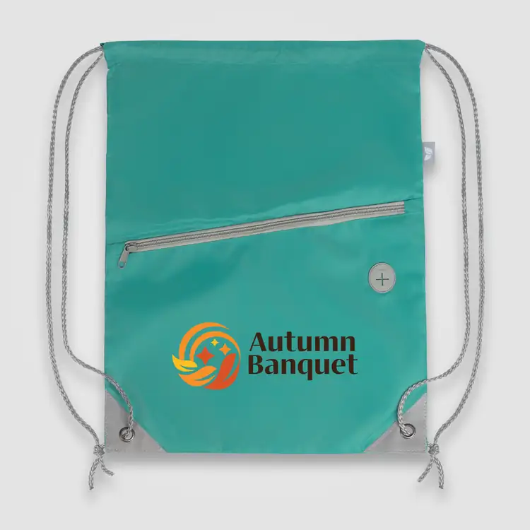 Vilda Recycled Polyester Drawstring Backpack with Zippered Front Pocket #9