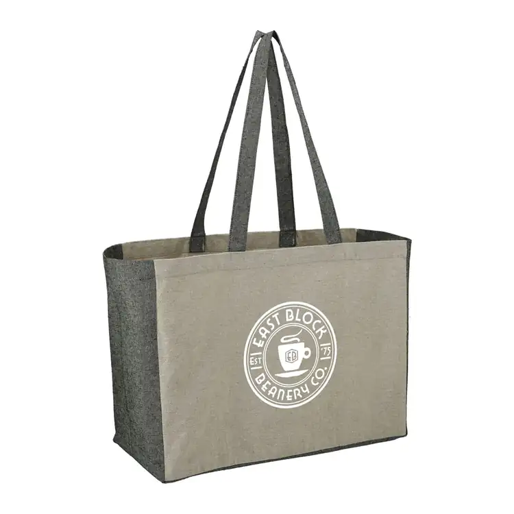 Sac de magasinage en coton recyclé à côtés contrastants #2