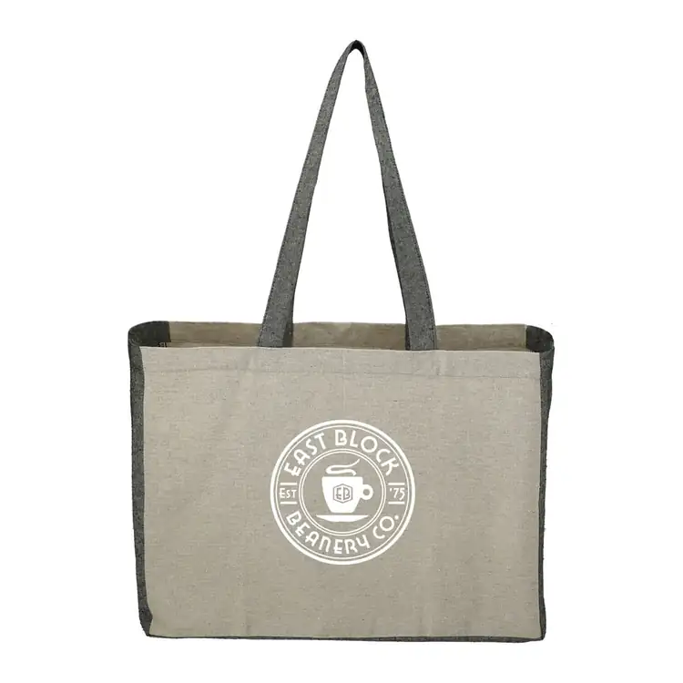 Sac de magasinage en coton recyclé à côtés contrastants