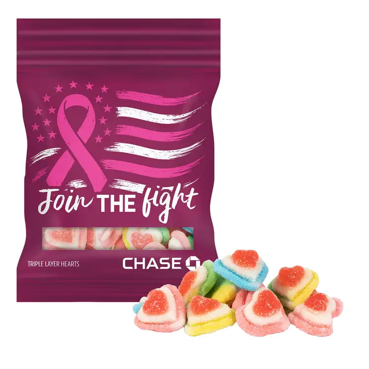 Sachet DigiBag de coeurs à trois couches 2 oz - emballage rose