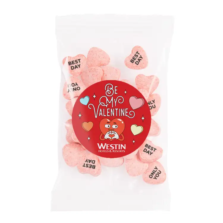 Goody Bag with Imprinted Conversation Hearts 1 oz