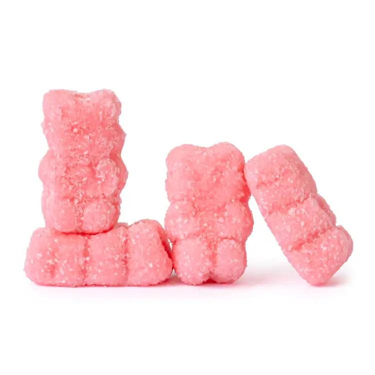 Sachet cadeau d’oursons acidulés au melon d’eau avec boucle - emballage rose #2